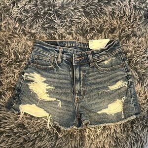 American Eagle Outfitters Women's Ripped Blue Jean Shorts